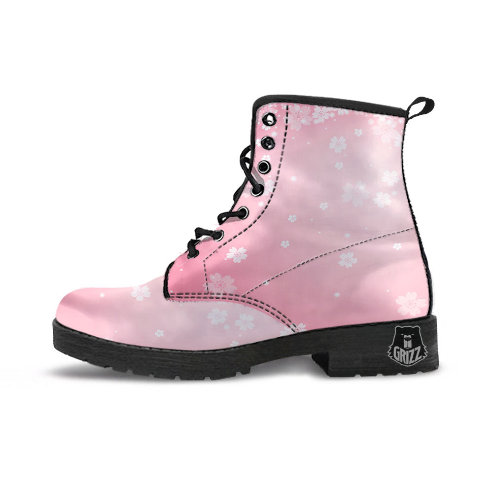 Sparkle Floral Print Leather Boots-grizzshop