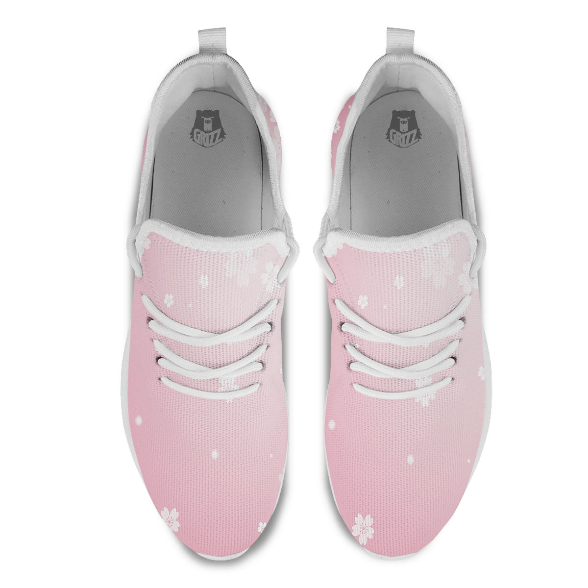 Sparkle Floral Print White Athletic Shoes-grizzshop