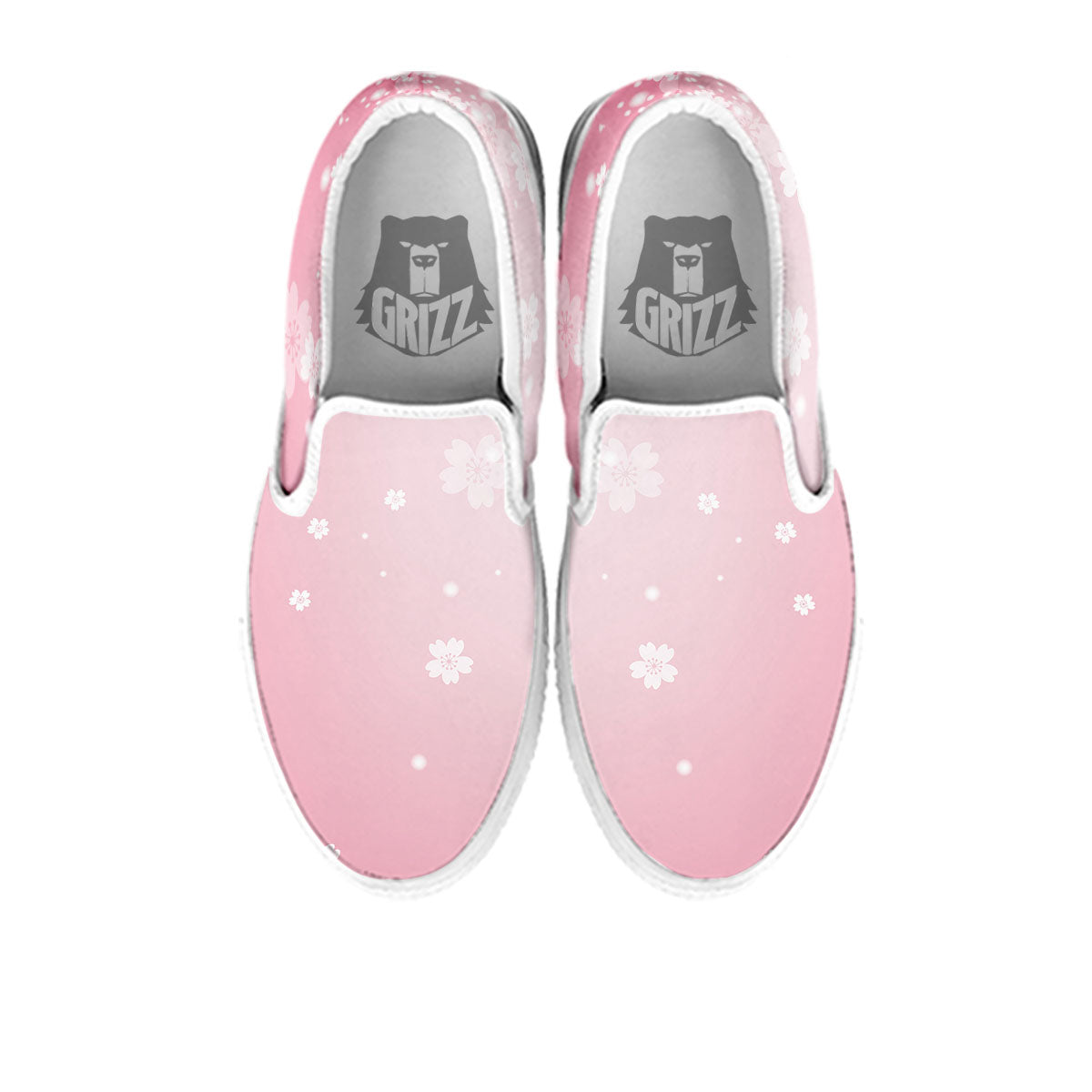 Sparkle Floral Print White Slip On Shoes-grizzshop