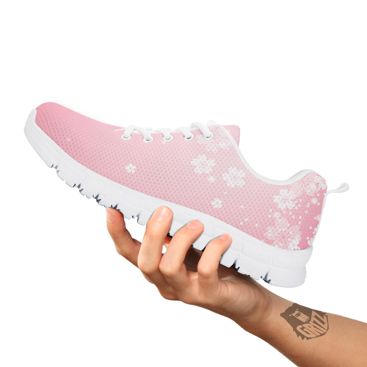 Sparkle Floral Print White Sneaker-grizzshop