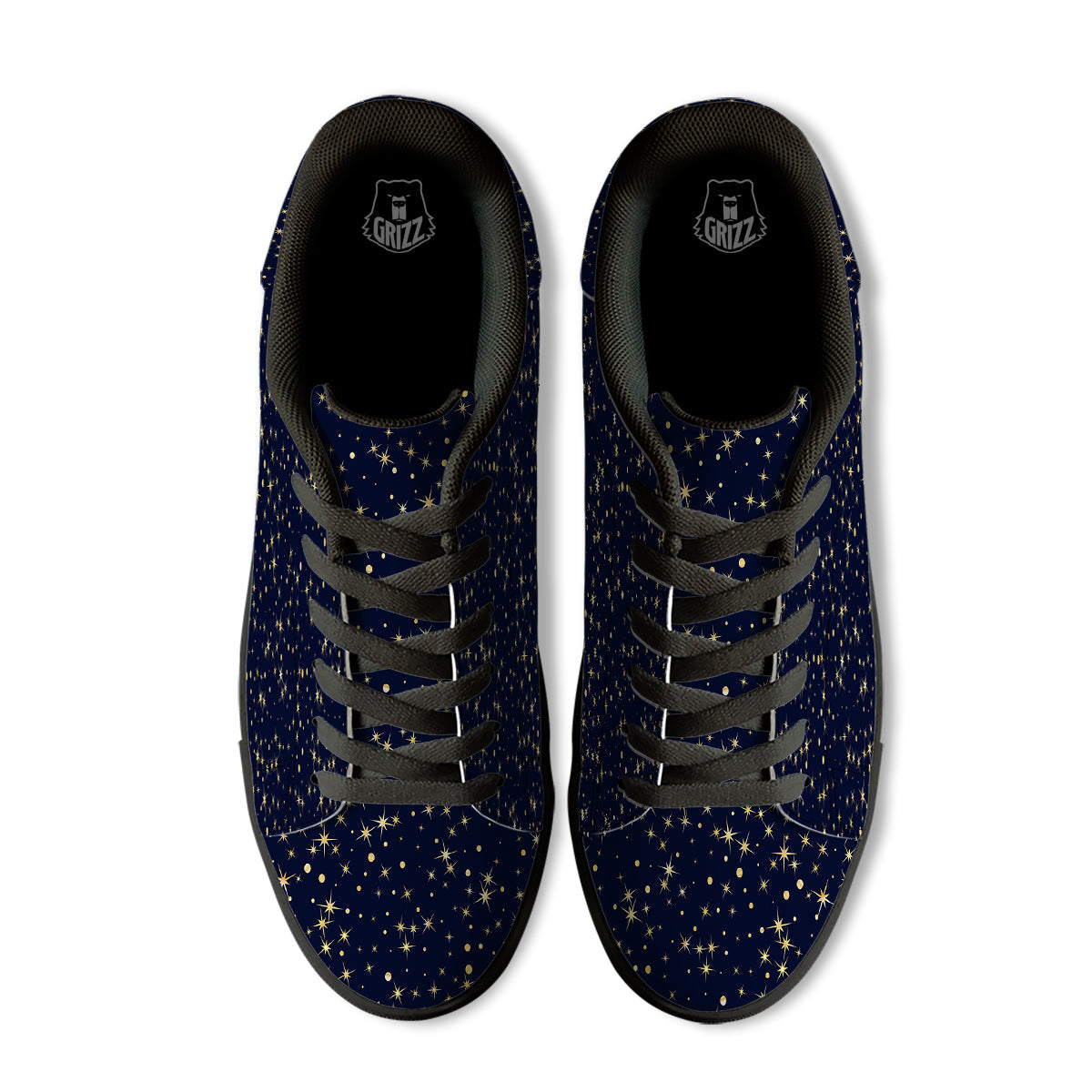 Sparkle Shiny Print Pattern Black Low Top Sneakers-grizzshop