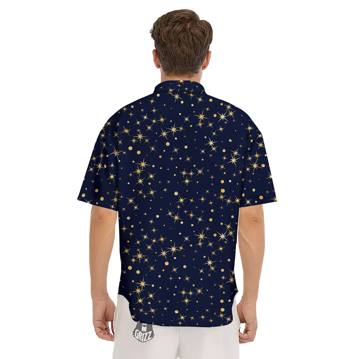 Sparkle Shiny Print Pattern Men's Short Sleeve Shirts-grizzshop