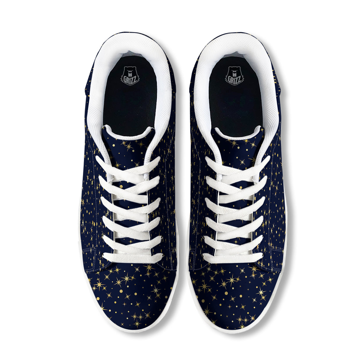 Sparkle Shiny Print Pattern White Low Top Sneakers-grizzshop