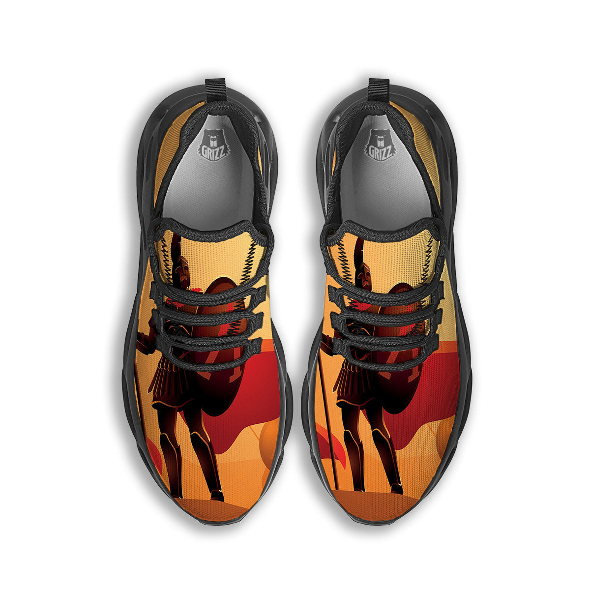 Spartan Ancient Print Black Running Shoes-grizzshop