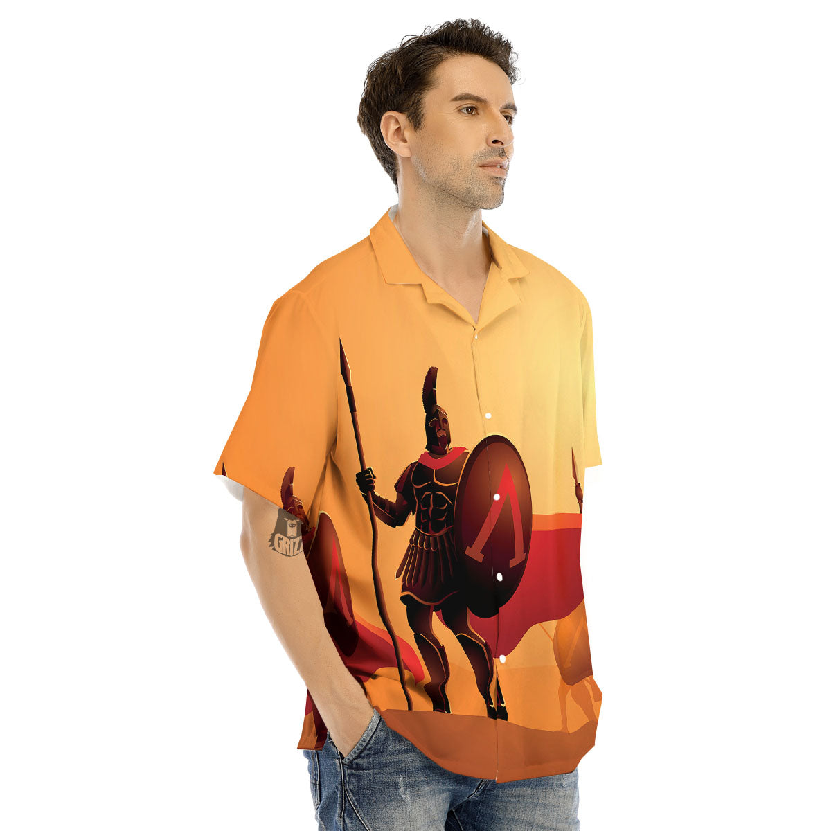 Spartan Ancient Print Men's Hawaiian Shirt-grizzshop