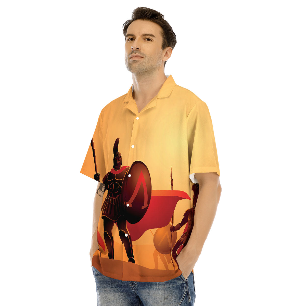 Spartan Ancient Print Men's Hawaiian Shirt-grizzshop