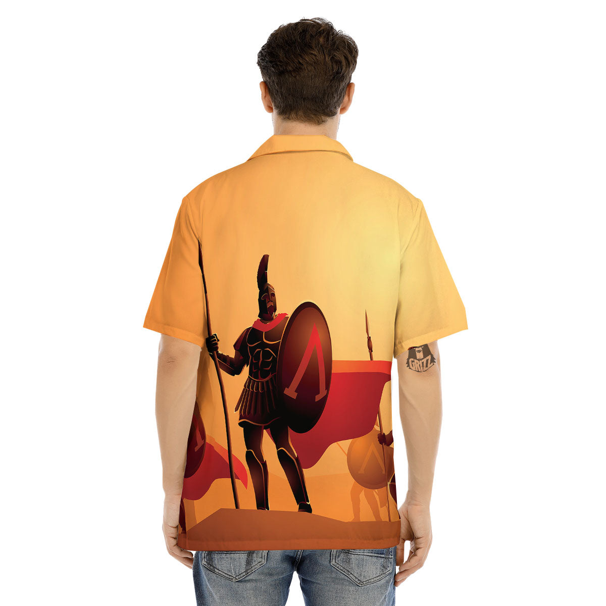 Spartan Ancient Print Men's Hawaiian Shirt-grizzshop