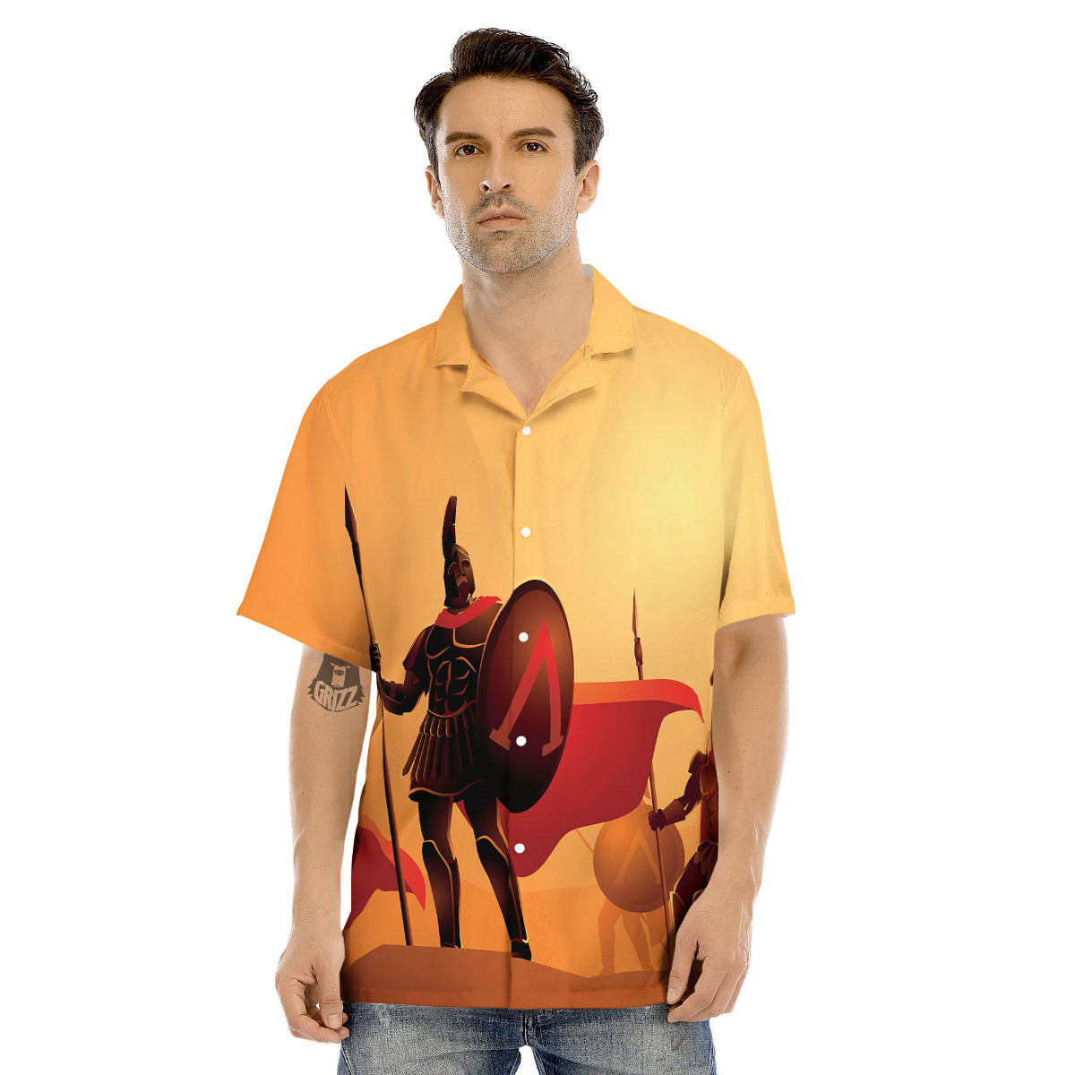 Spartan Ancient Print Men's Hawaiian Shirt-grizzshop