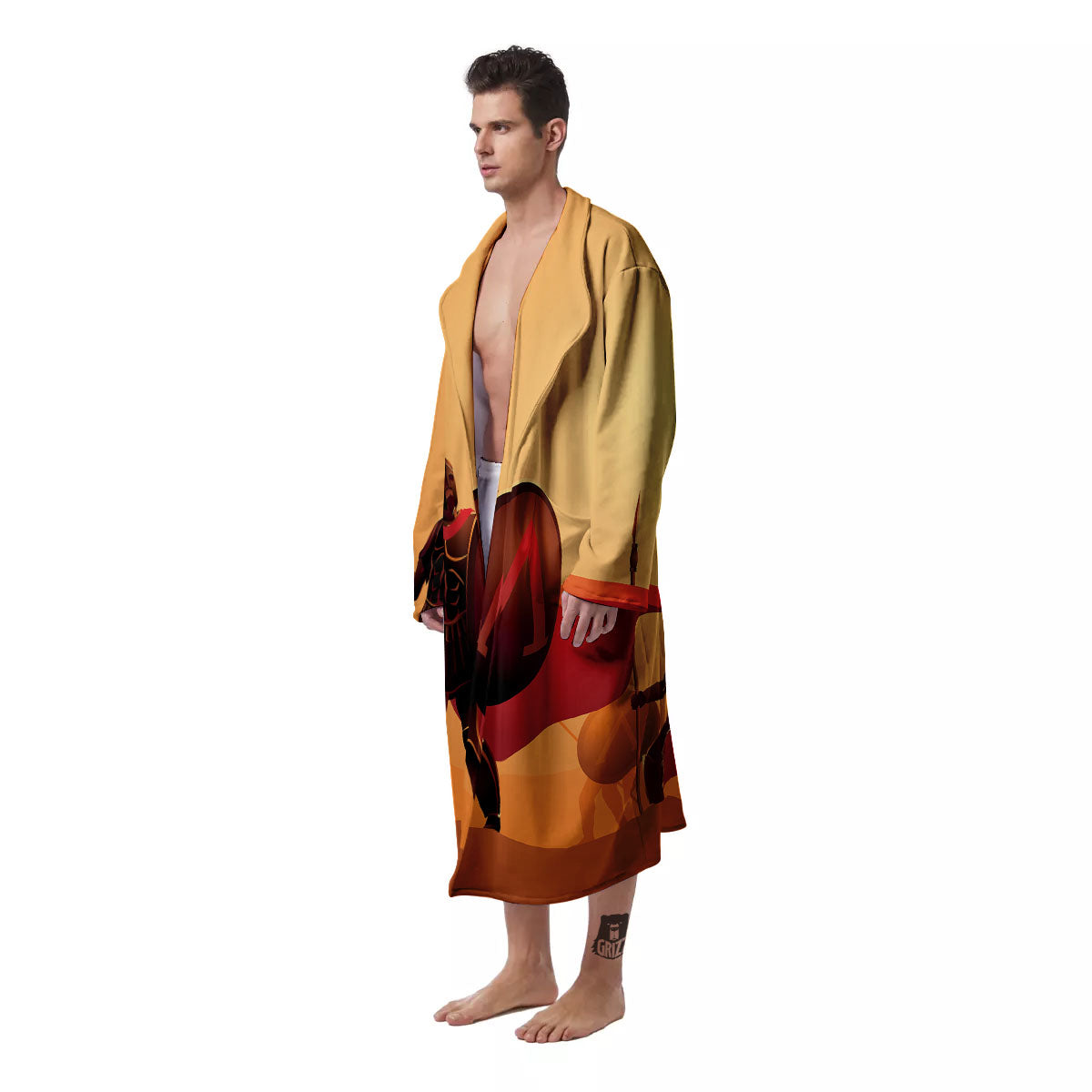 Spartan Ancient Print Men's Robe-grizzshop
