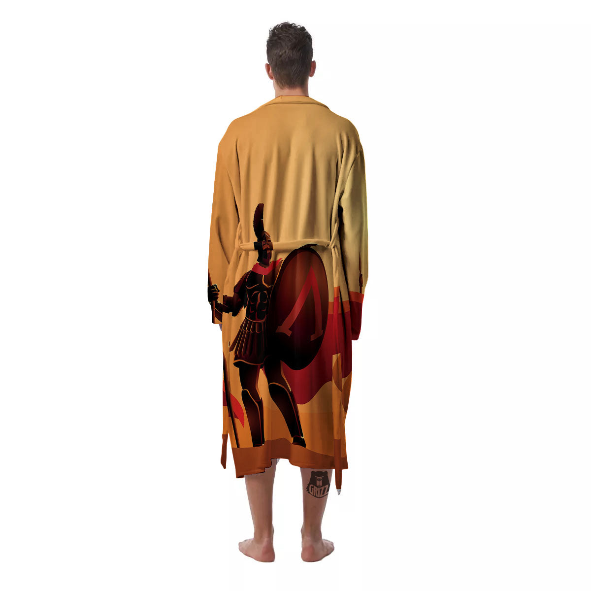 Spartan Ancient Print Men's Robe-grizzshop