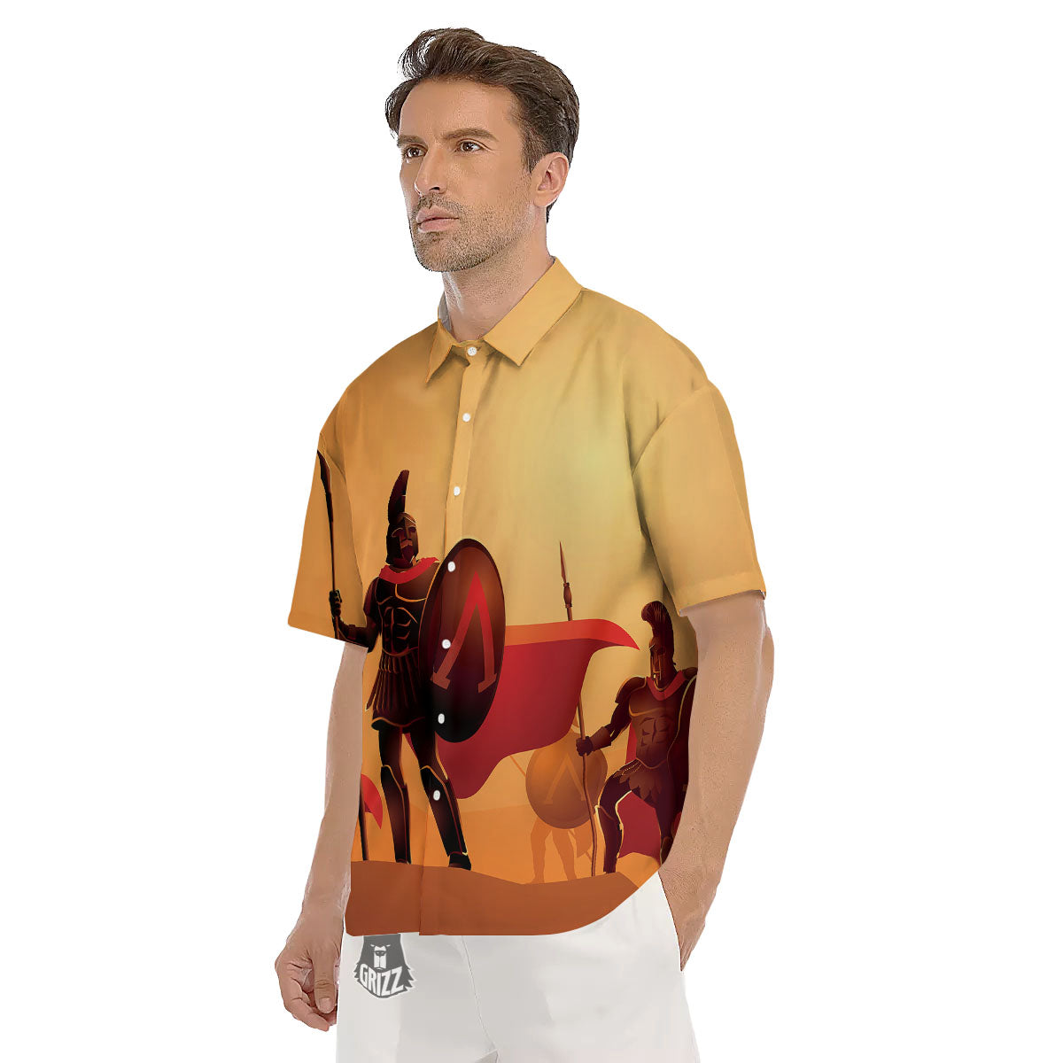 Spartan Ancient Print Men's Short Sleeve Shirts-grizzshop