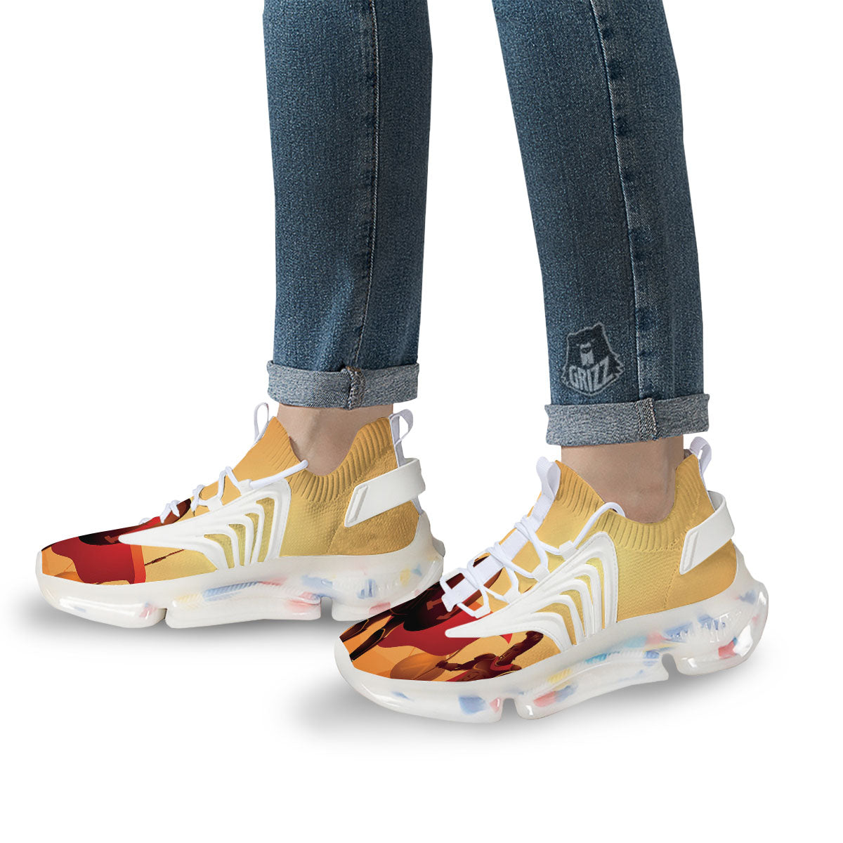 Spartan Ancient Print White Gym Shoes-grizzshop