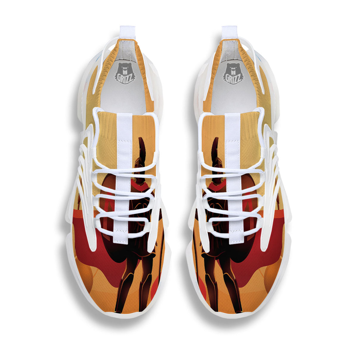 Spartan Ancient Print White Gym Shoes-grizzshop