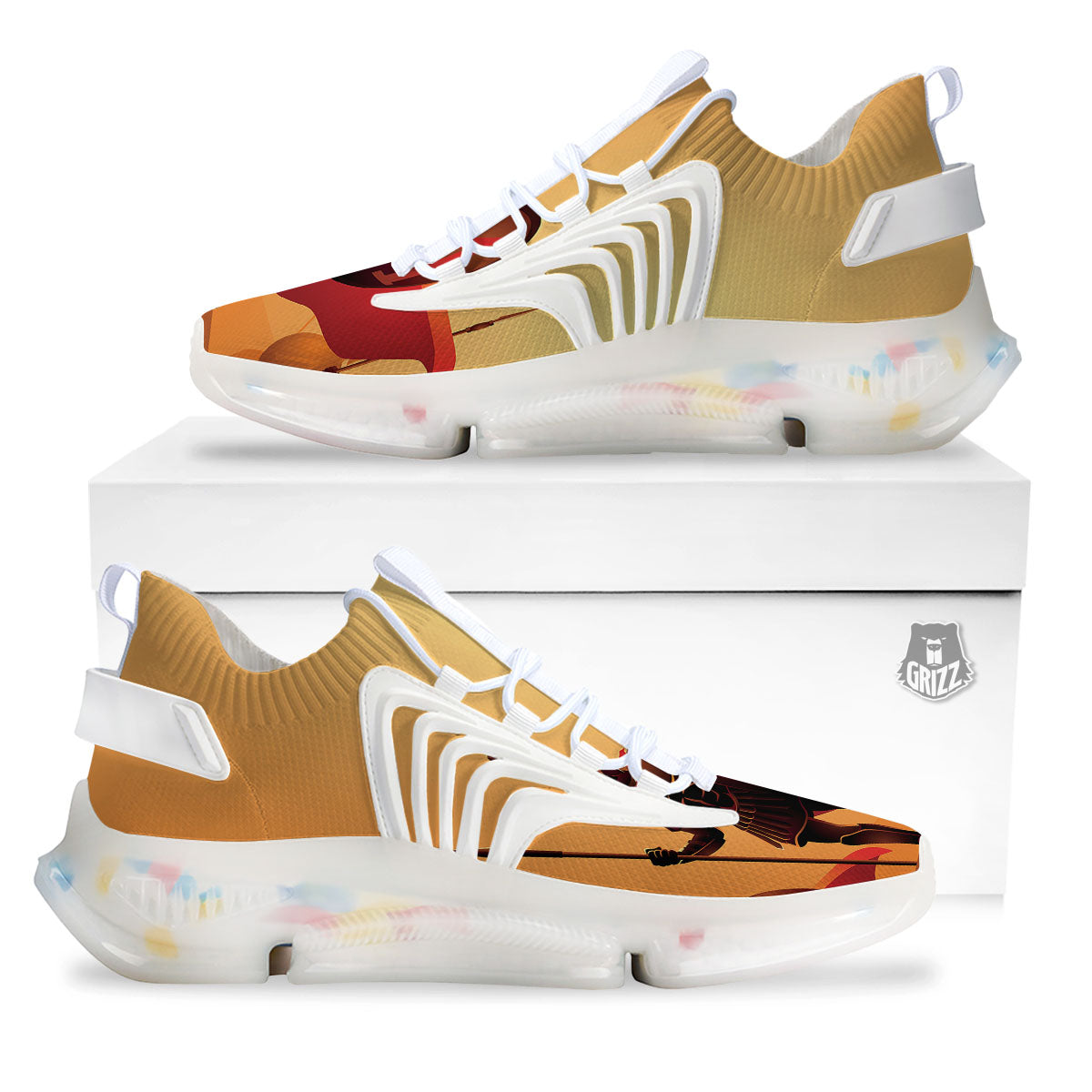 Spartan Ancient Print White Gym Shoes-grizzshop