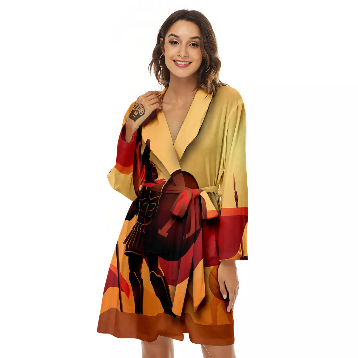Spartan Ancient Print Women's Robe-grizzshop
