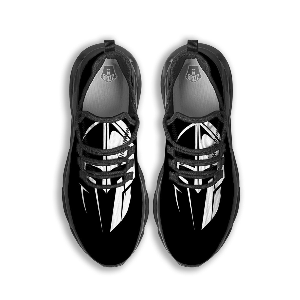 Spartan Helmet White And Black Print Black Running Shoes-grizzshop