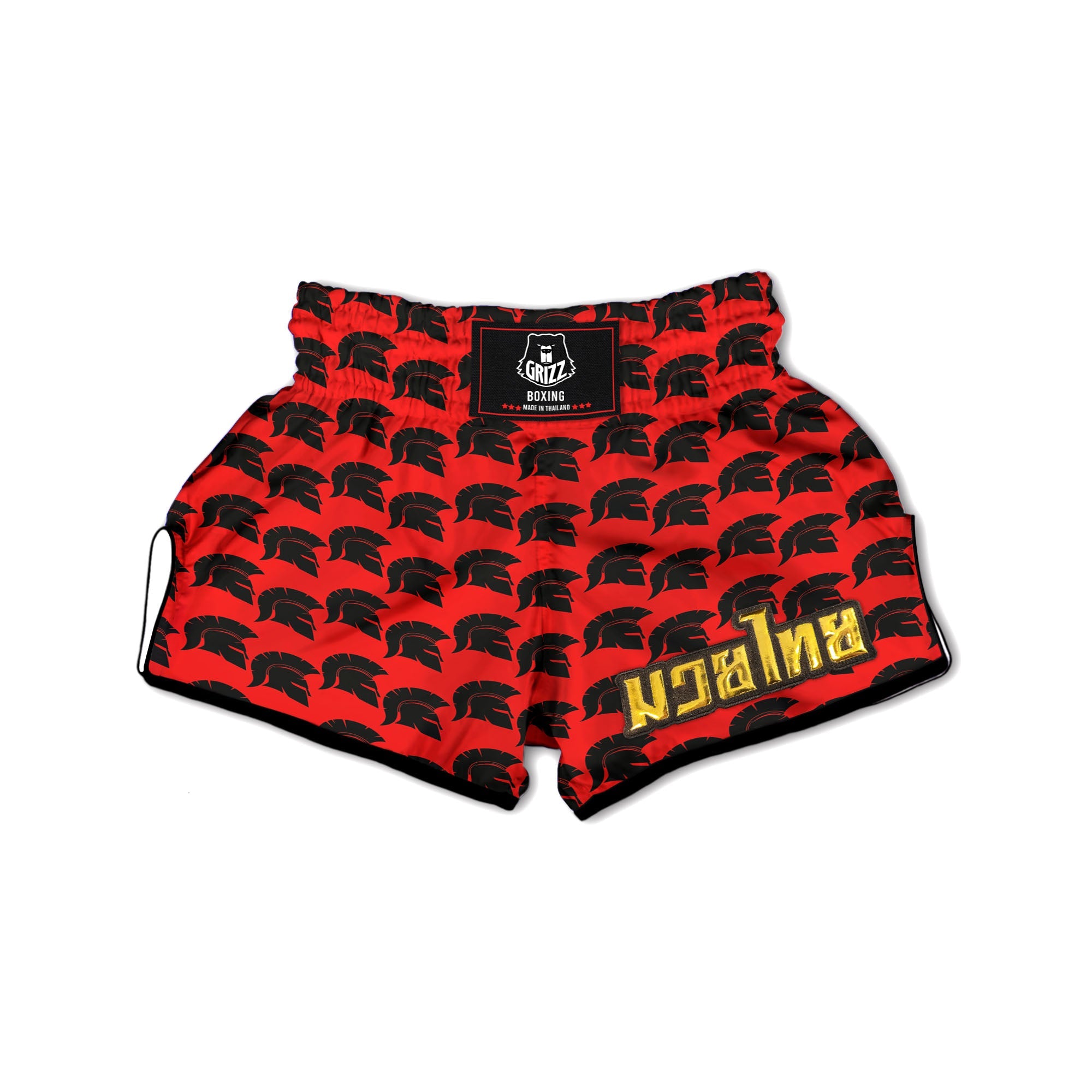 Spartan Red And Black Print Pattern Muay Thai Boxing Shorts-grizzshop