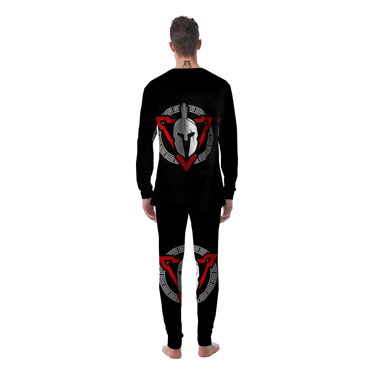 Spartan Red And White Print Men's Pajamas-grizzshop