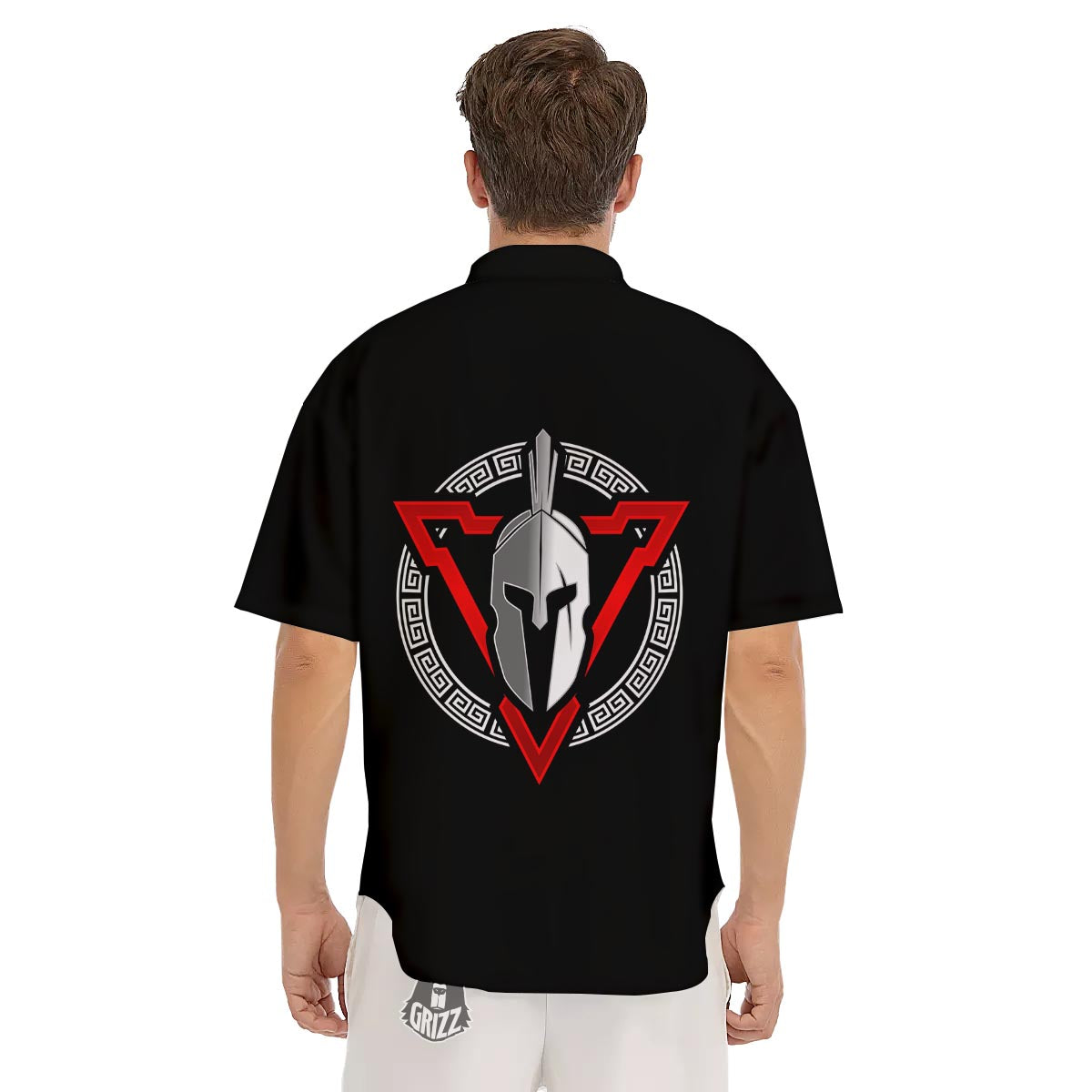 Spartan Red And White Print Men's Short Sleeve Shirts-grizzshop