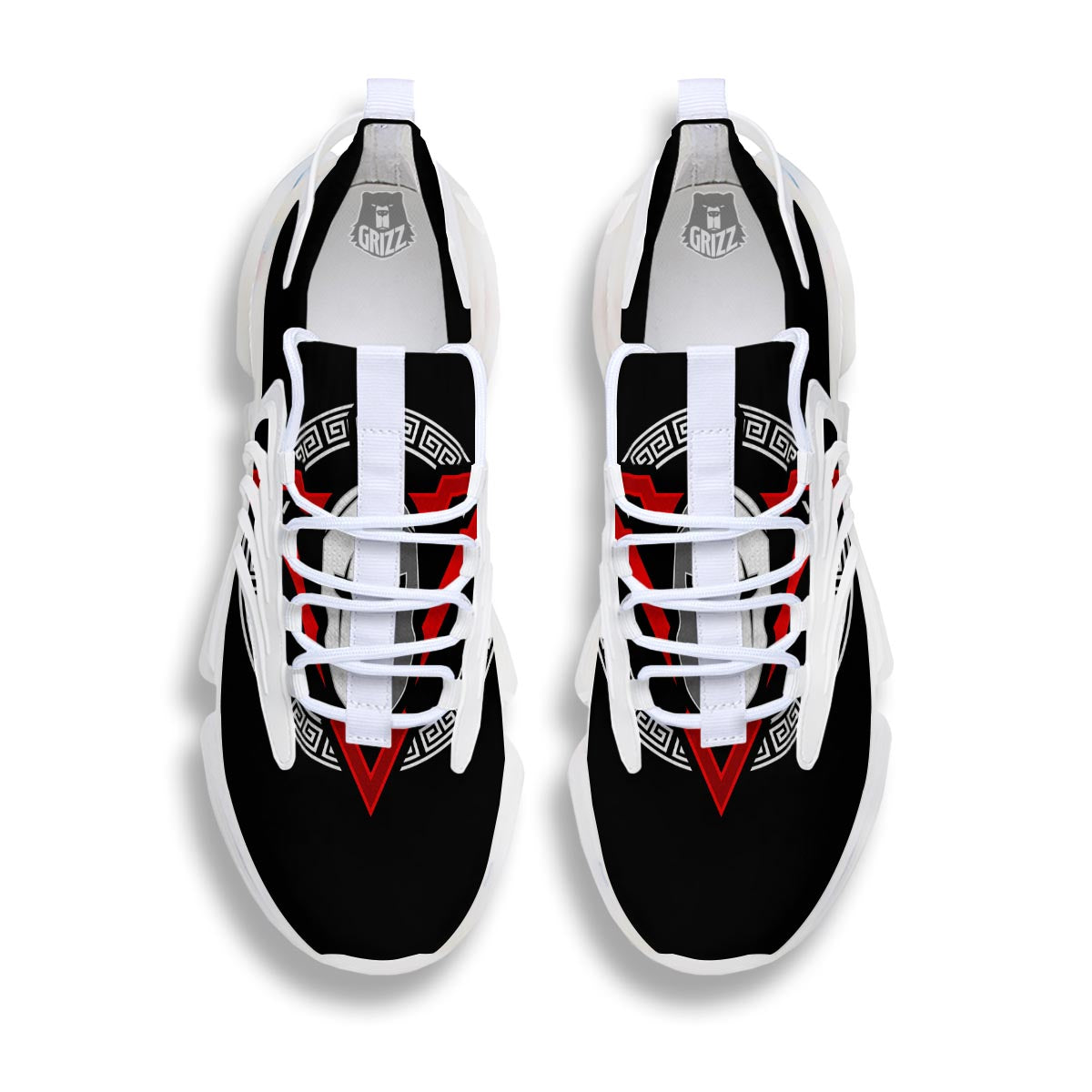 Spartan Red And White Print White Gym Shoes-grizzshop