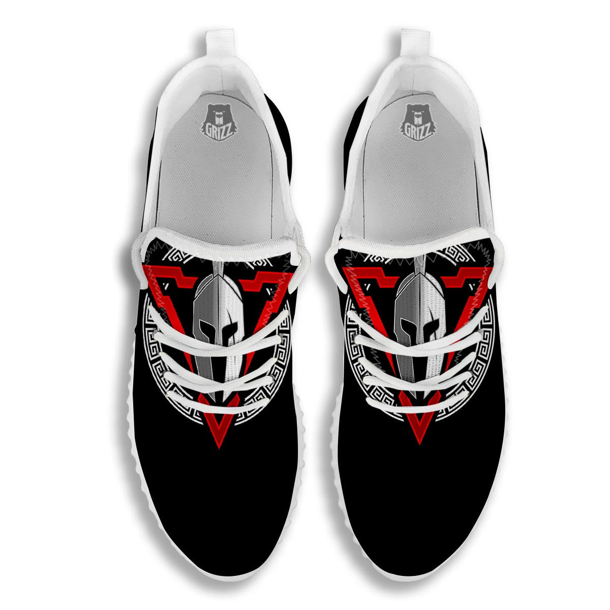 Spartan Red And White Print White Walking Shoes-grizzshop