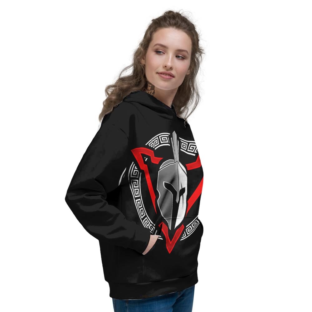 Spartan Red And White Print Women's Hoodie-grizzshop