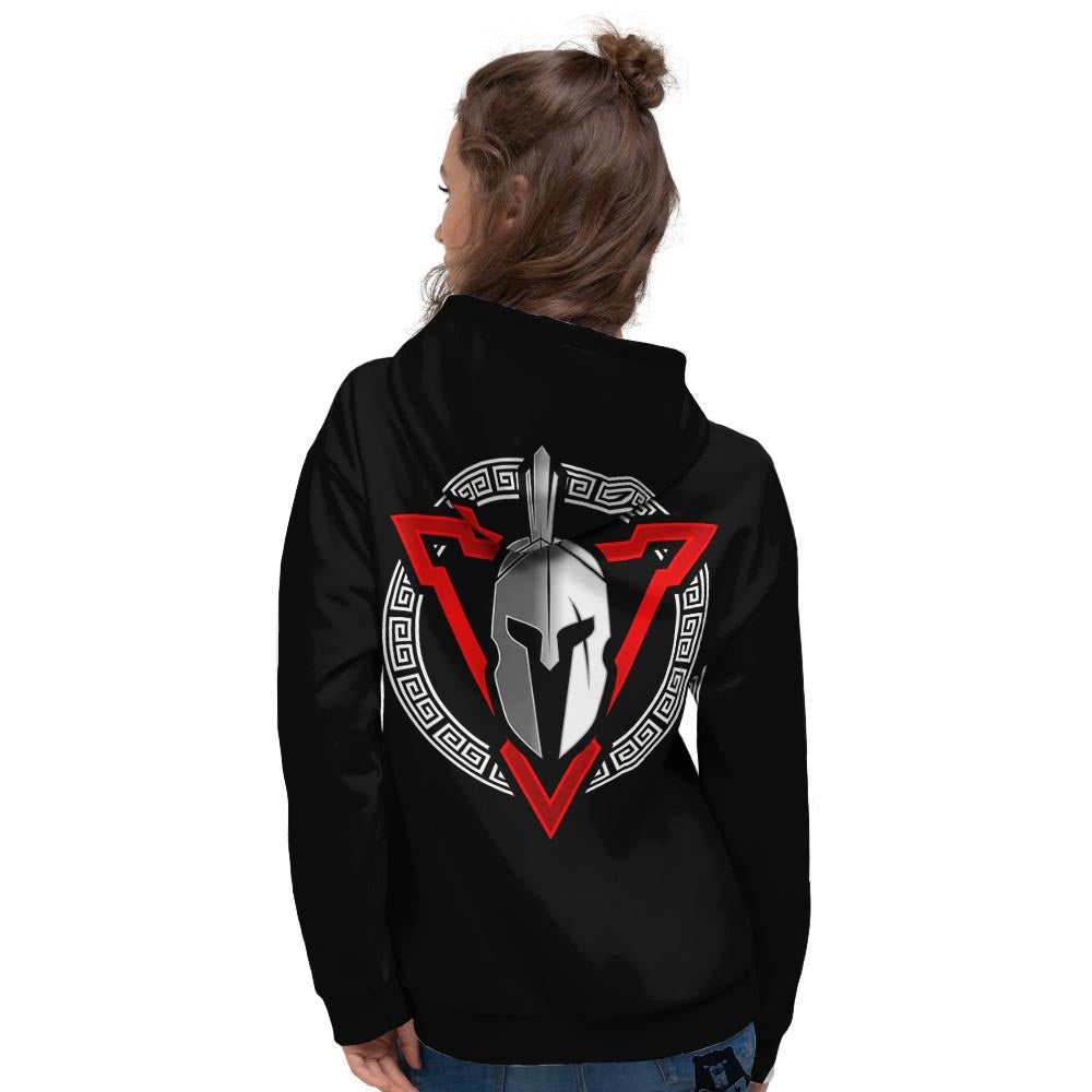 Spartan Red And White Print Women's Hoodie-grizzshop