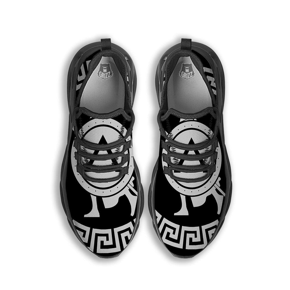 Spartan Warrior White And Black Print Black Running Shoes-grizzshop