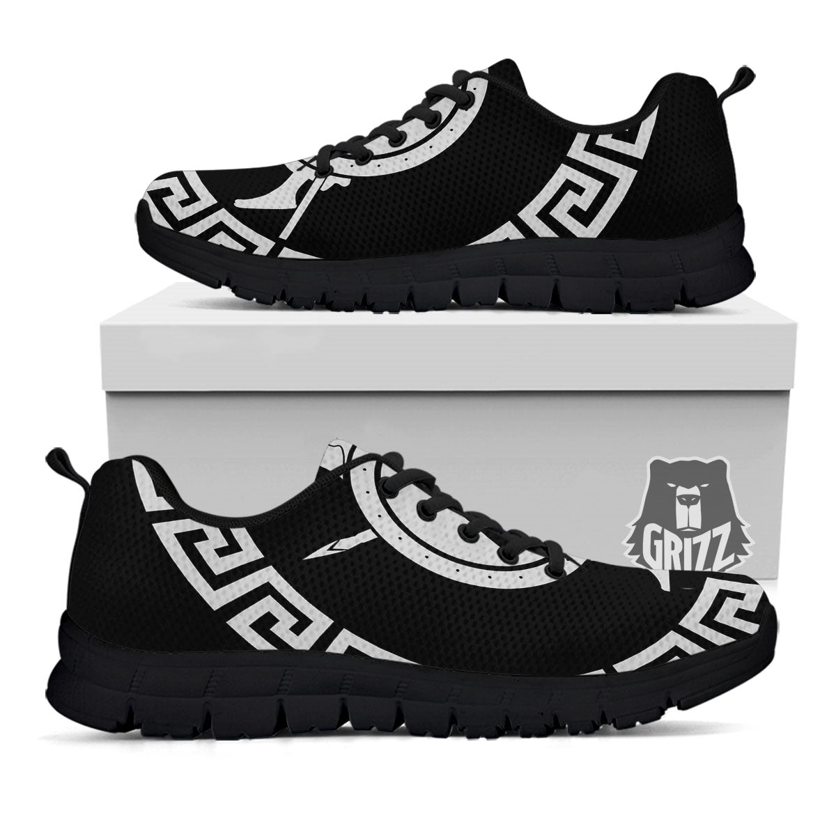 Spartan Warrior White And Black Print Black Sneaker-grizzshop