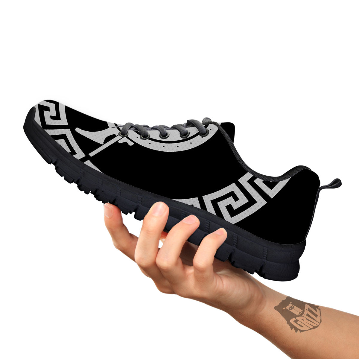 Spartan Warrior White And Black Print Black Sneaker-grizzshop