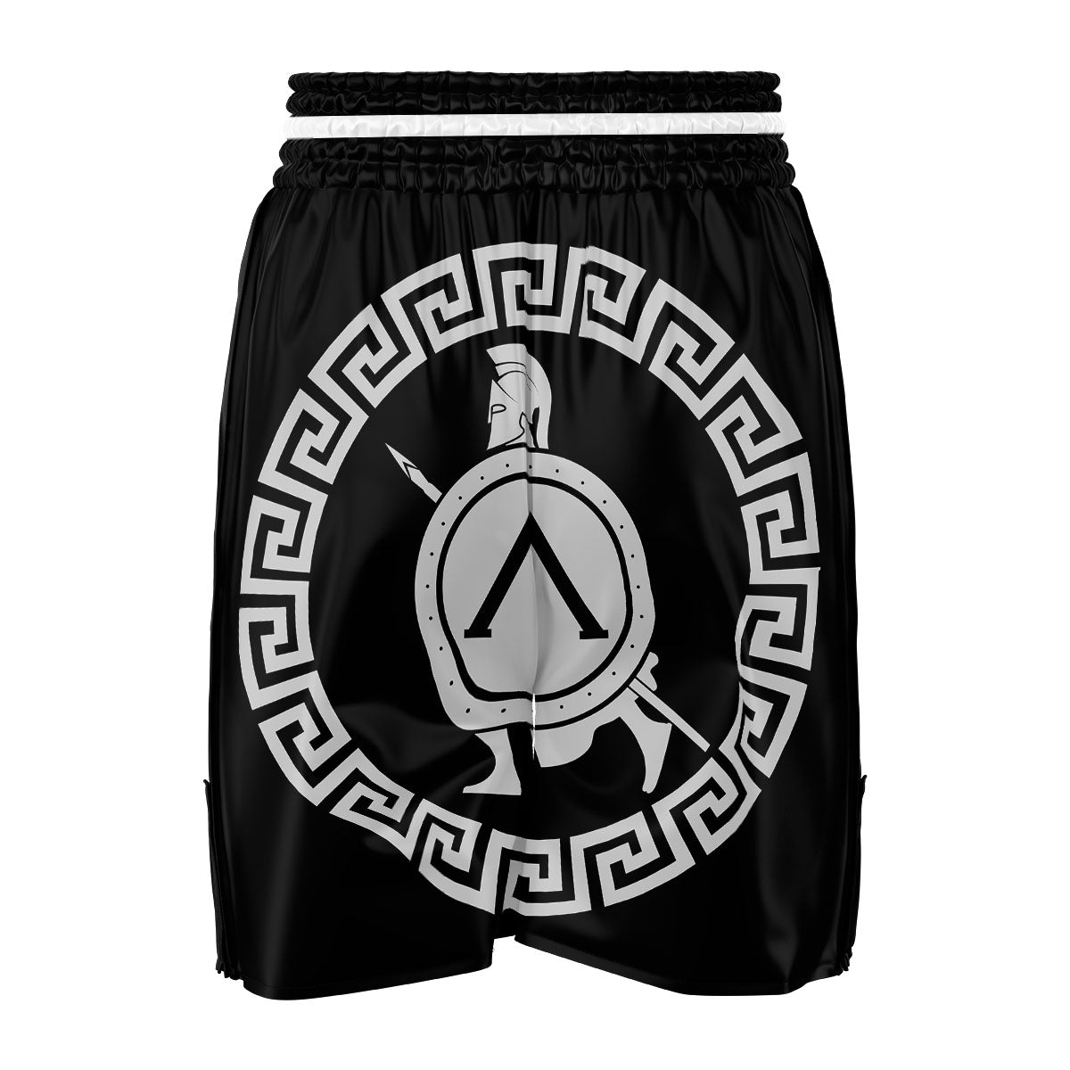 Spartan Warrior White And Black Print Boxing Shorts-grizzshop