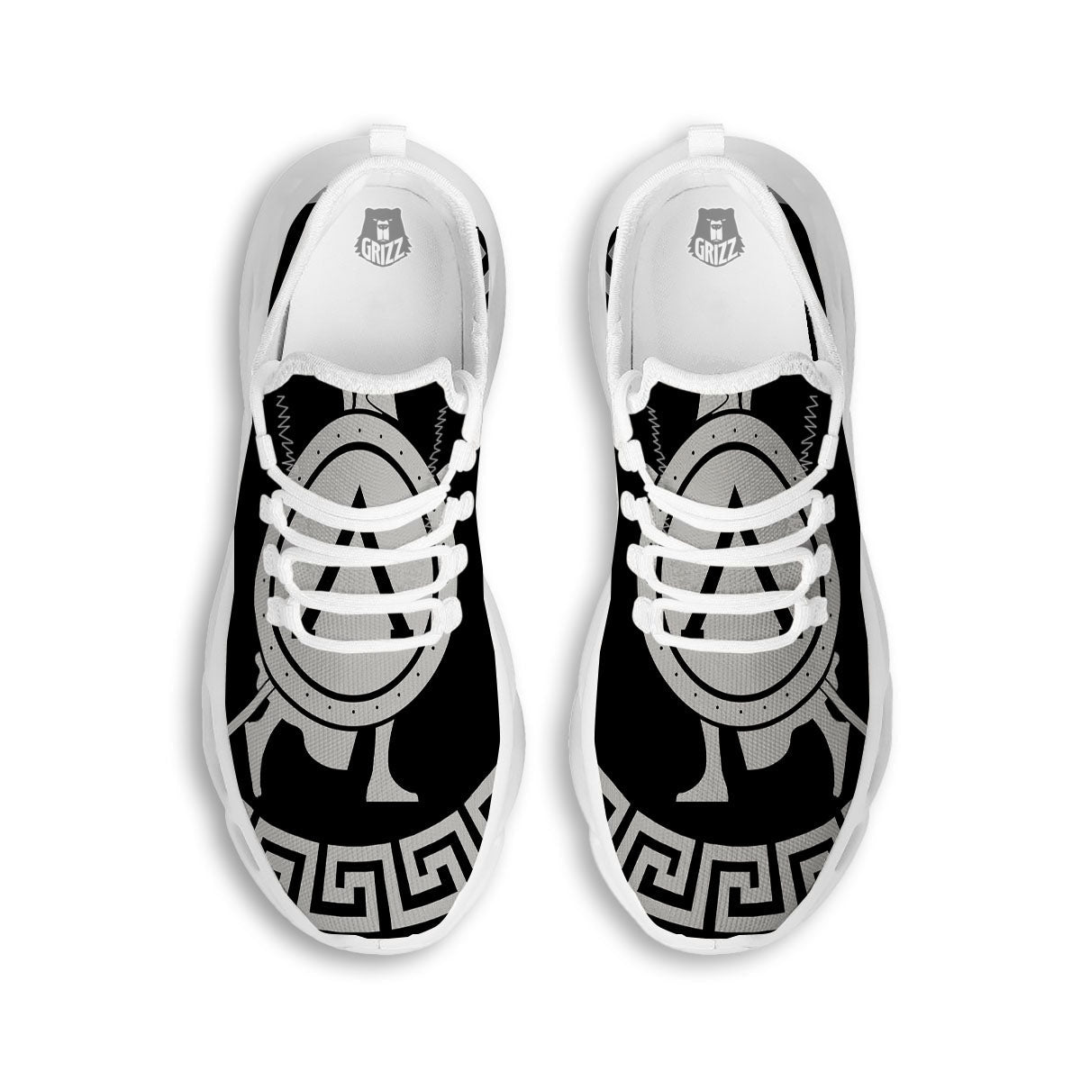 Spartan Warrior White And Black Print White Running Shoes-grizzshop