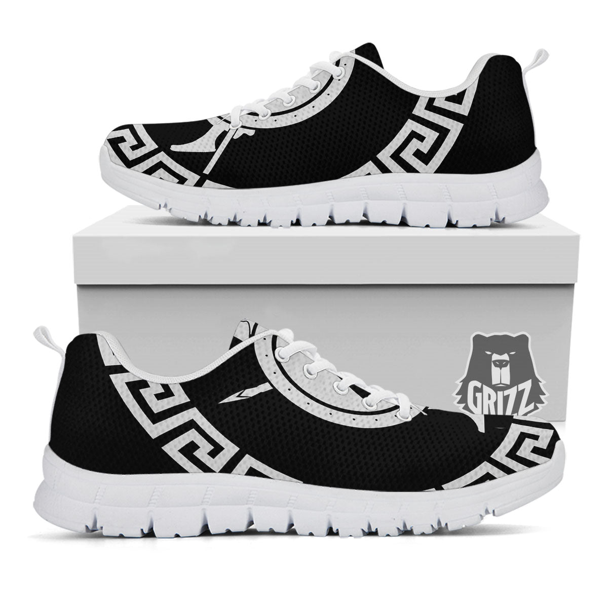 Spartan Warrior White And Black Print White Sneaker-grizzshop