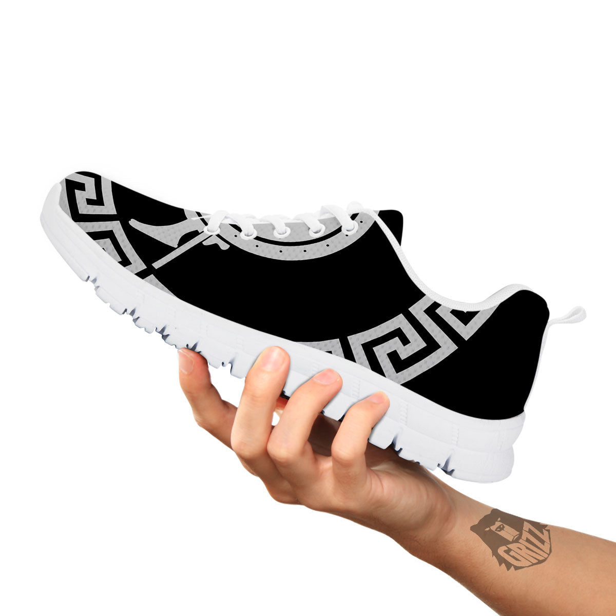 Spartan Warrior White And Black Print White Sneaker-grizzshop