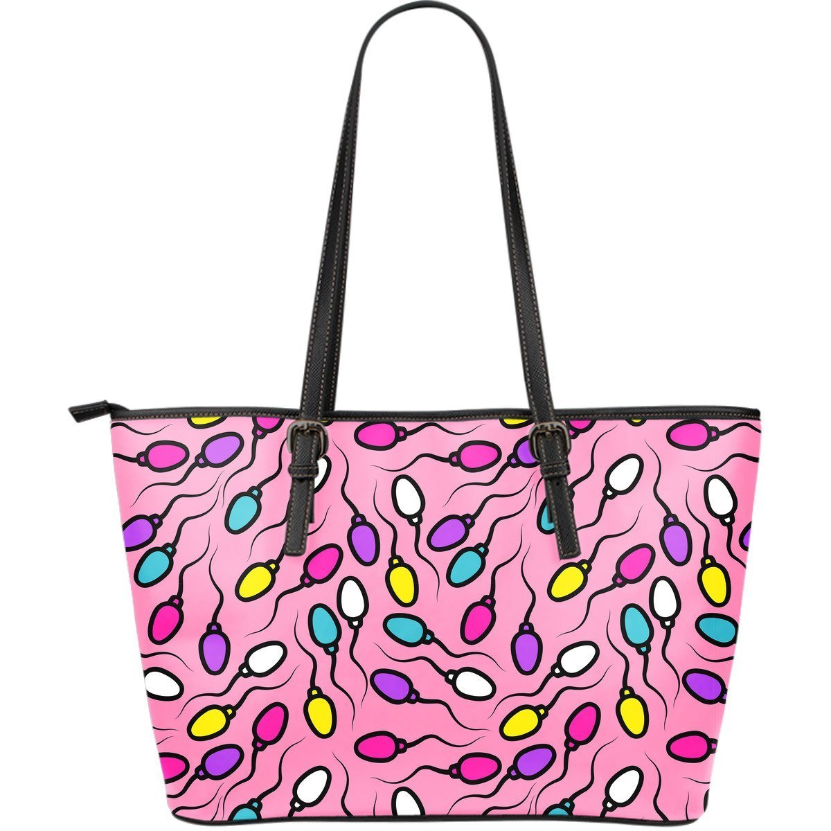 Sperm Anatomy Pattern Print Leather Tote Bag-grizzshop