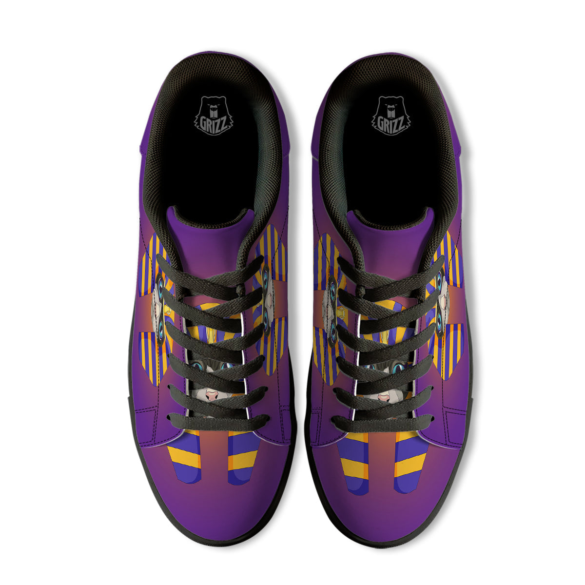 Sphynx Cat Pharaoh Print Black Low Top Sneakers-grizzshop