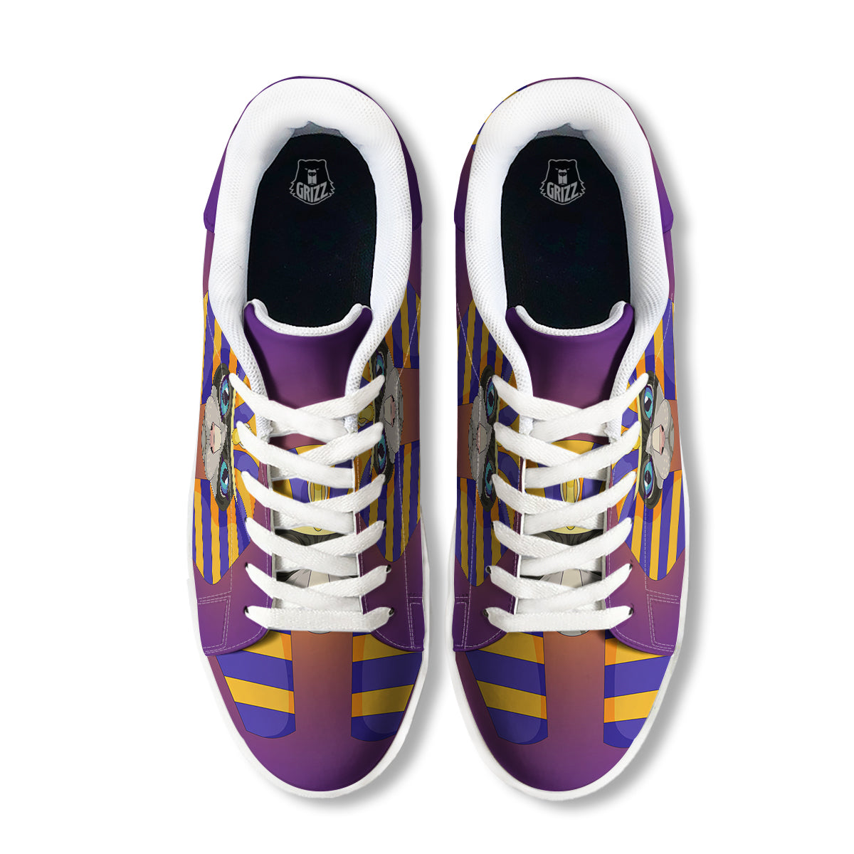 Sphynx Cat Pharaoh Print White Low Top Sneakers-grizzshop