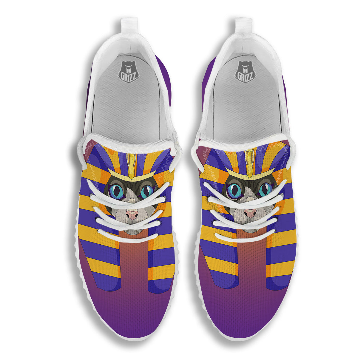 Sphynx Cat Pharaoh Print White Walking Shoes-grizzshop