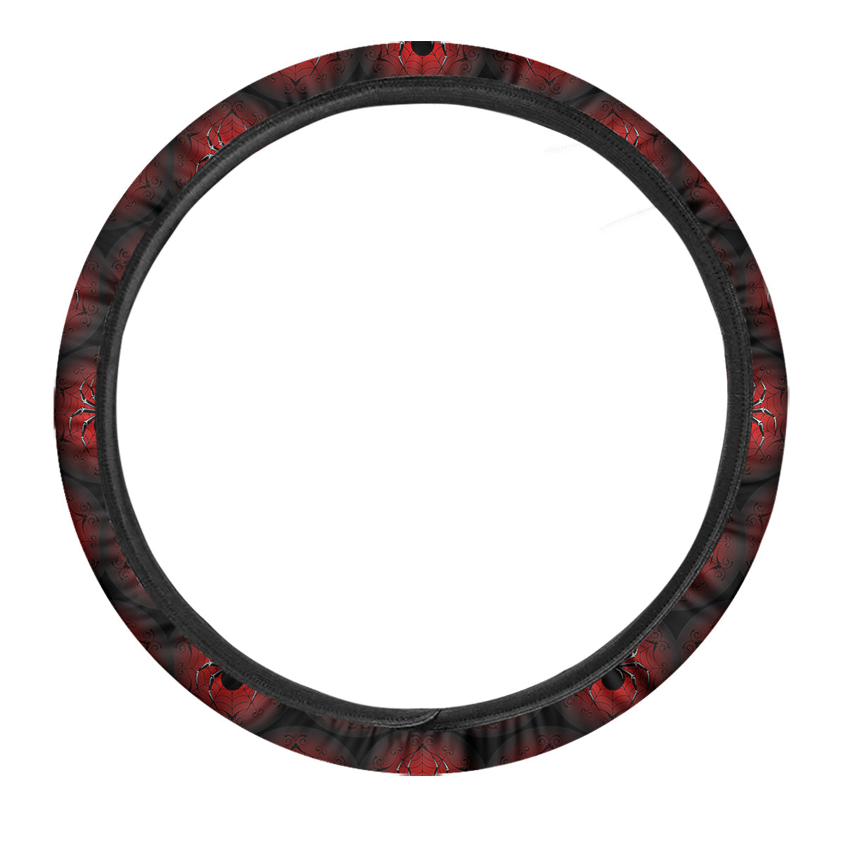 Spider Black And Red Spider Web Print Pattern Car Steering Wheel Cover-grizzshop