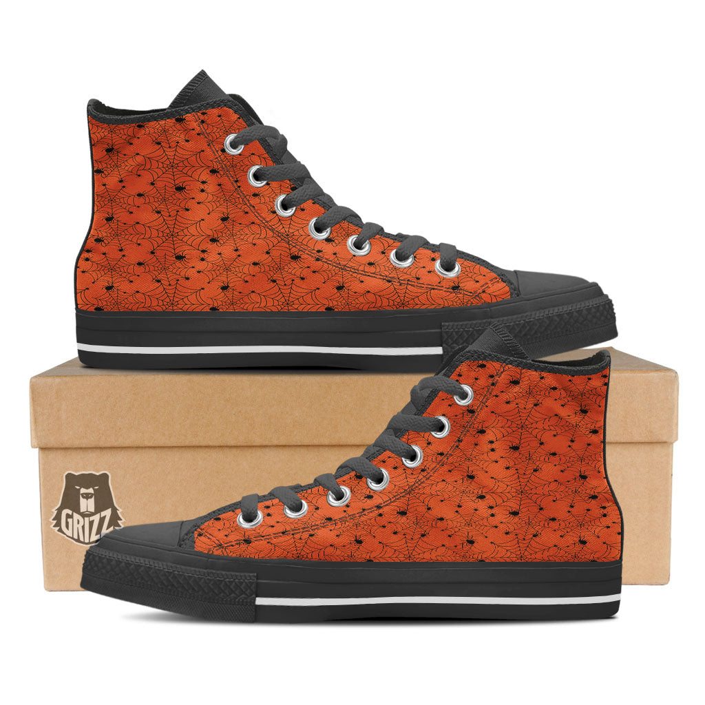 Spider Halloween Print Pattern High Top Shoes-grizzshop