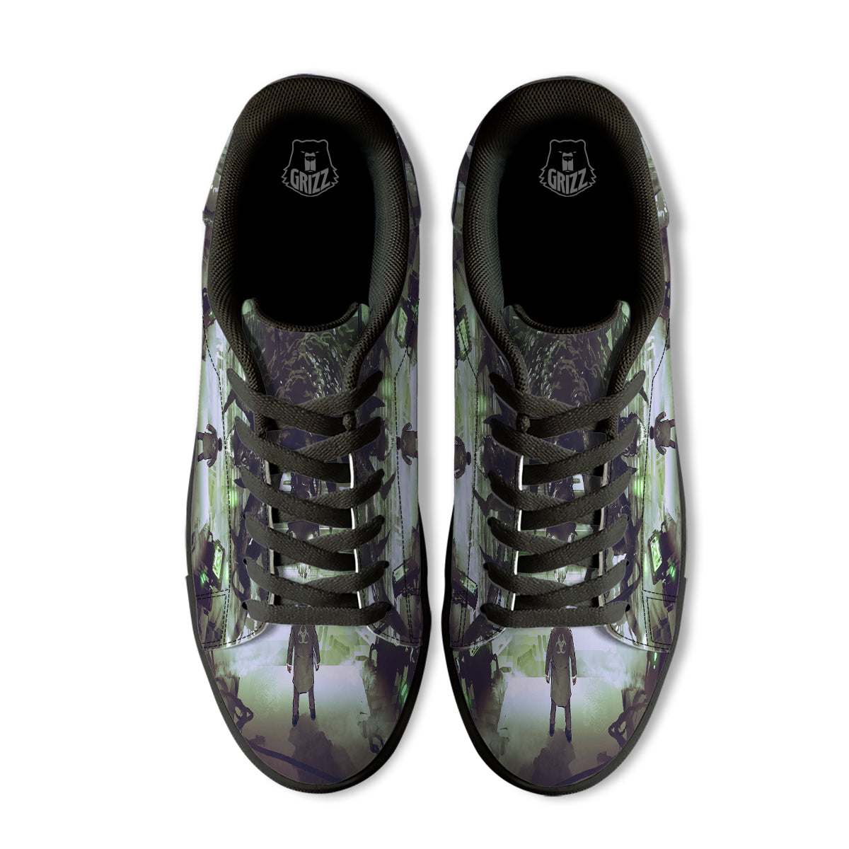 Spider Monster Print Black Low Top Sneakers-grizzshop