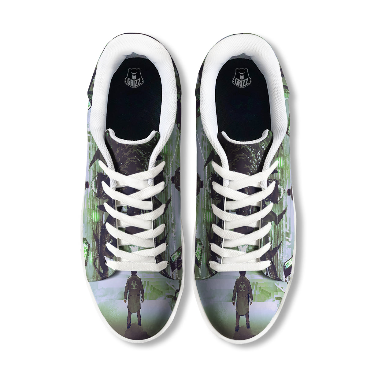 Spider Monster Print White Low Top Sneakers-grizzshop
