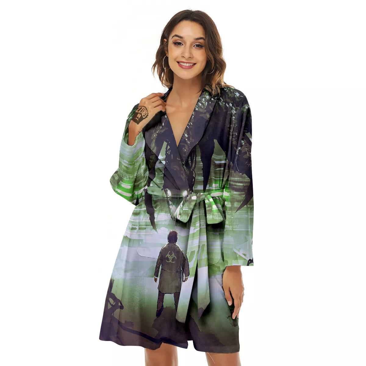 Spider Monster Print Women's Robe-grizzshop