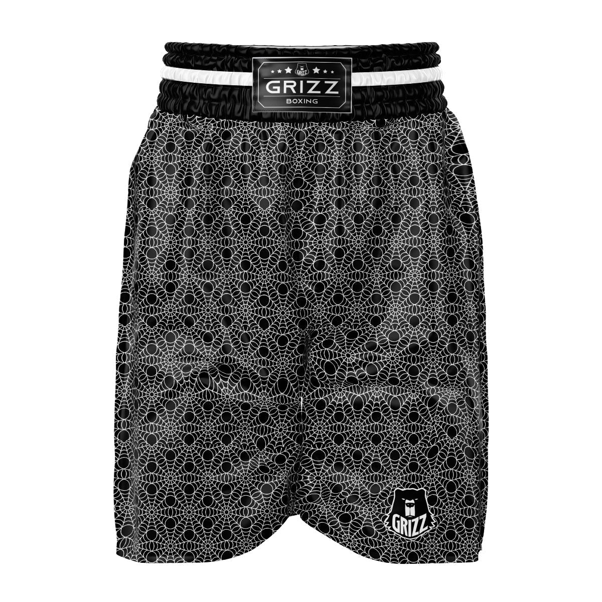 Spider Web Black Print Pattern Boxing Shorts-grizzshop