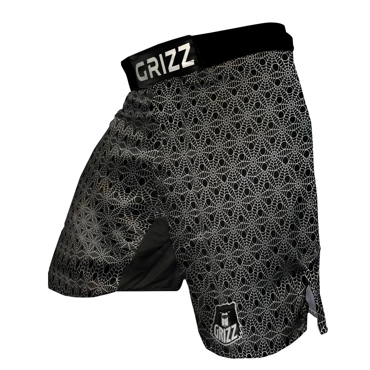 Spider Web Black Print Pattern MMA Shorts-grizzshop