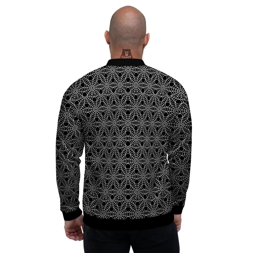 Spider Web Black Print Pattern Men's Bomber Jacket-grizzshop