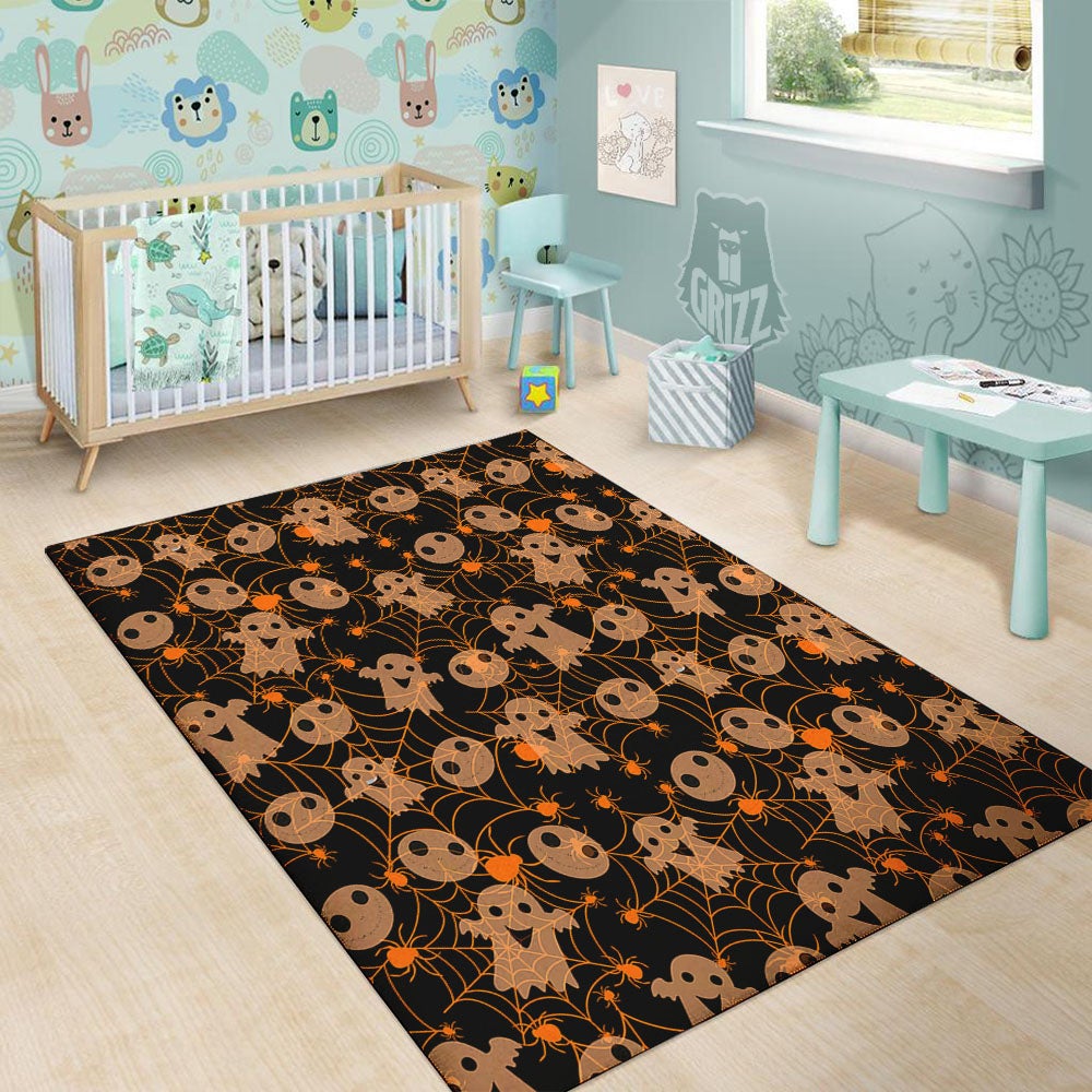 Spider Web Halloween Print Pattern Floor Mat-grizzshop
