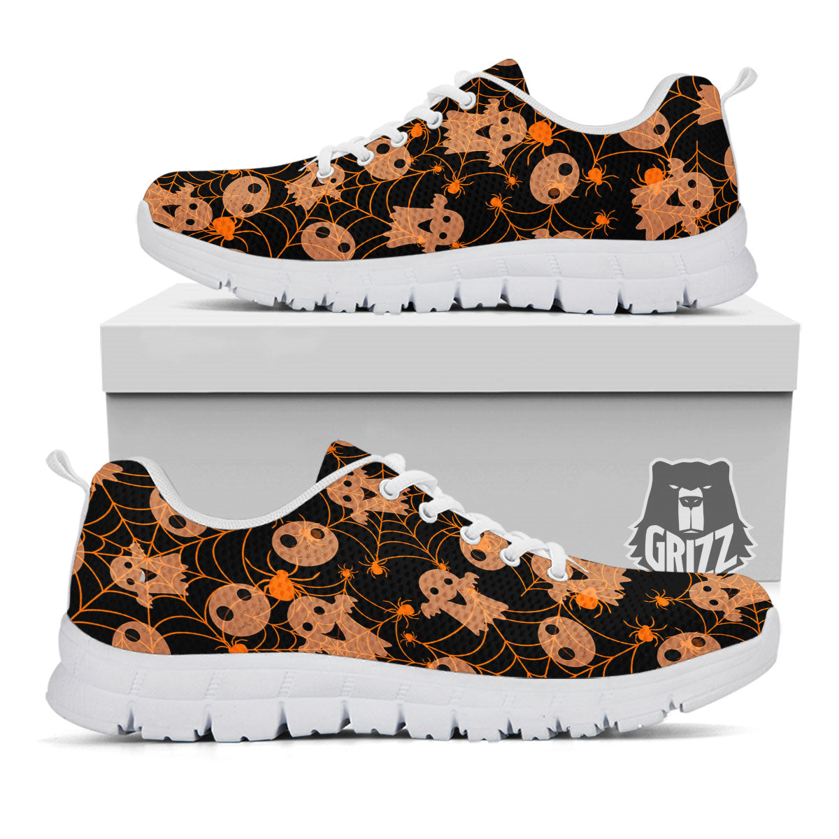 Spider Web Halloween Print Pattern White Sneaker-grizzshop