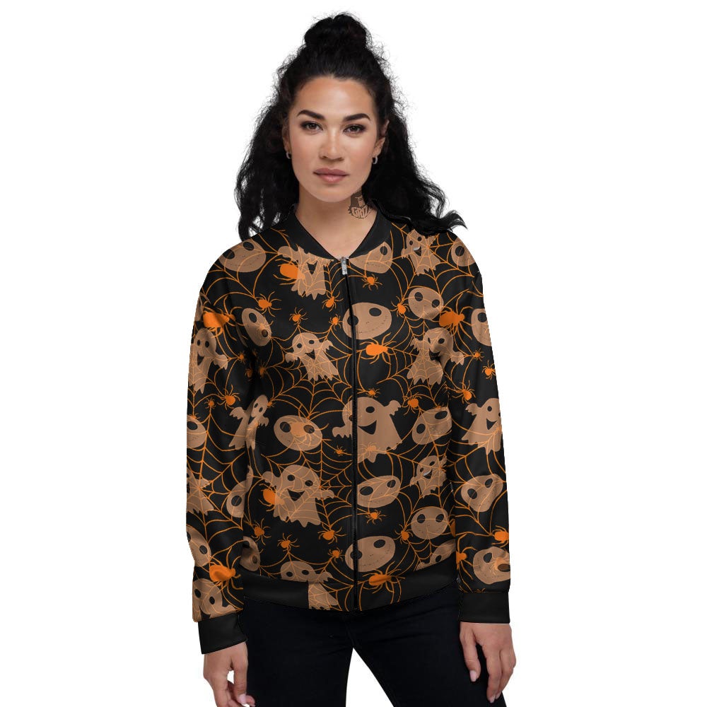 Spider Web Halloween Print Pattern Women's Bomber Jacket-grizzshop
