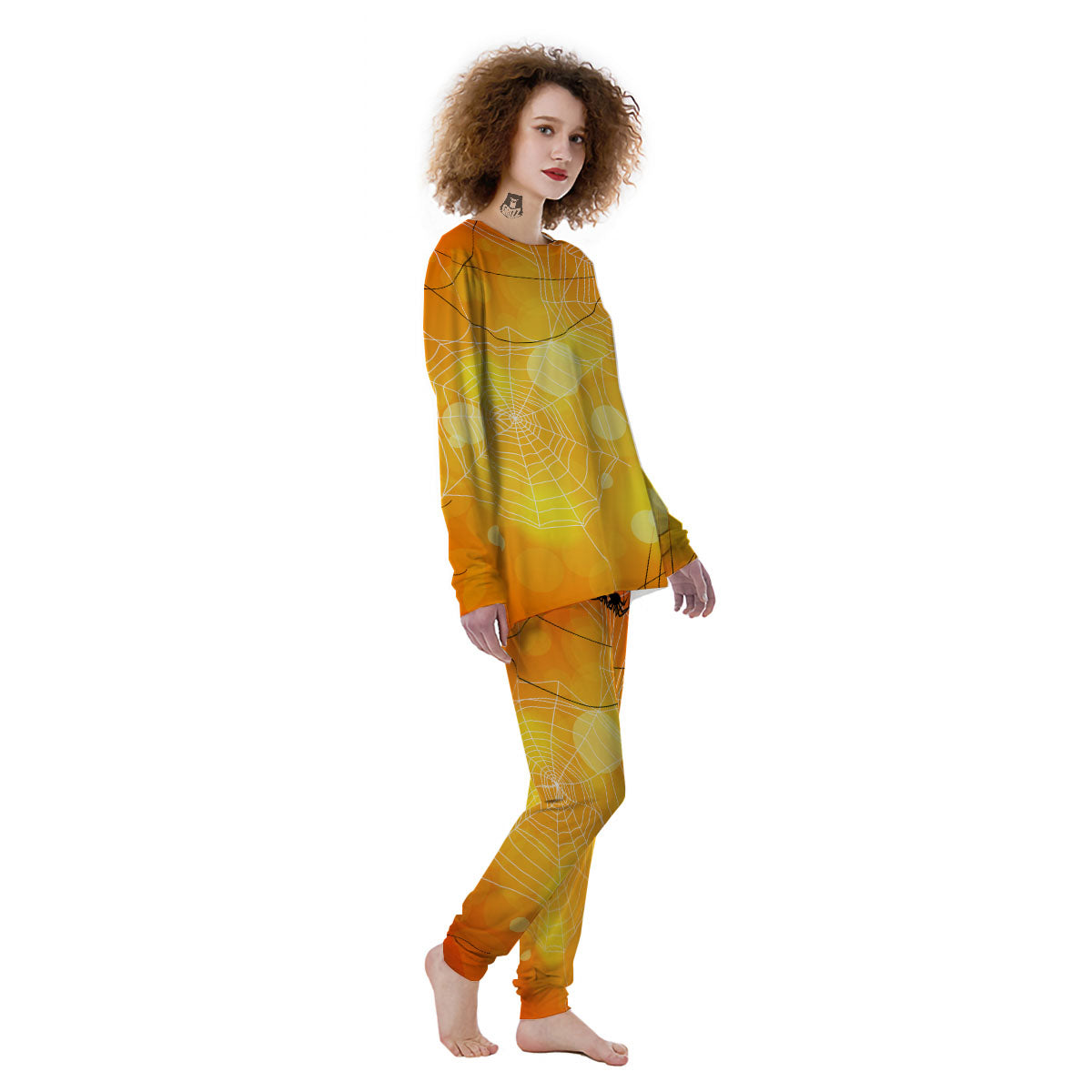 Spider Web Halloween Print Women's Pajamas-grizzshop